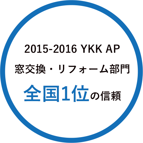 2015-2016 YKK AP 窓交換・リフォーム部門全国1位の信頼